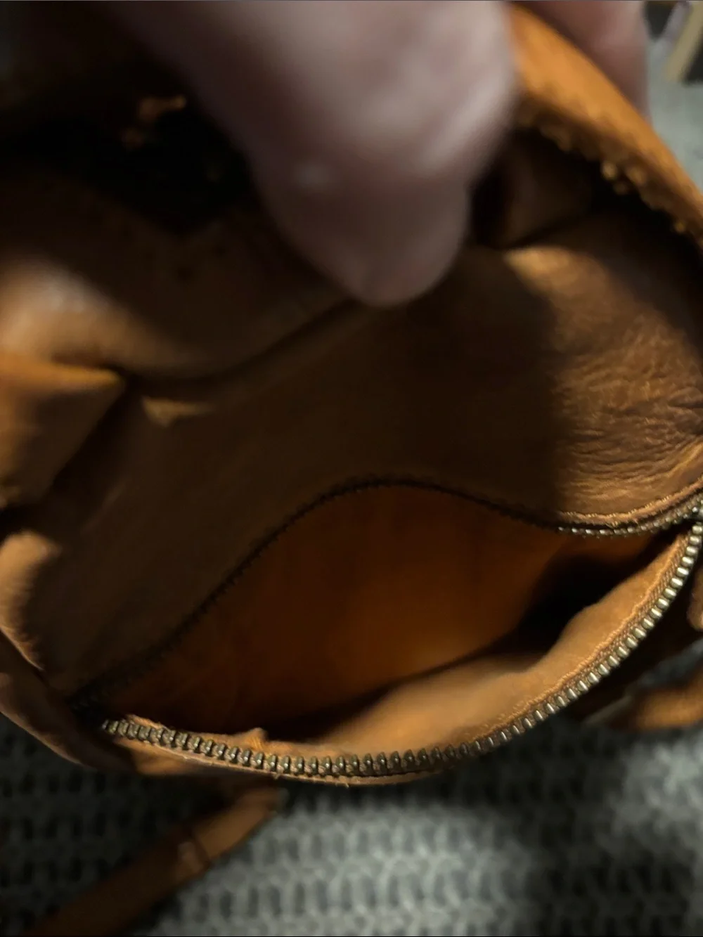 Vilenca Holland cognac brown woven leather backpack